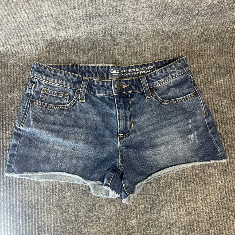Gap Sexy Boyfriend Denim Shorts Womens 4/27 Blue Jorts Raw Hem Distressed Summer